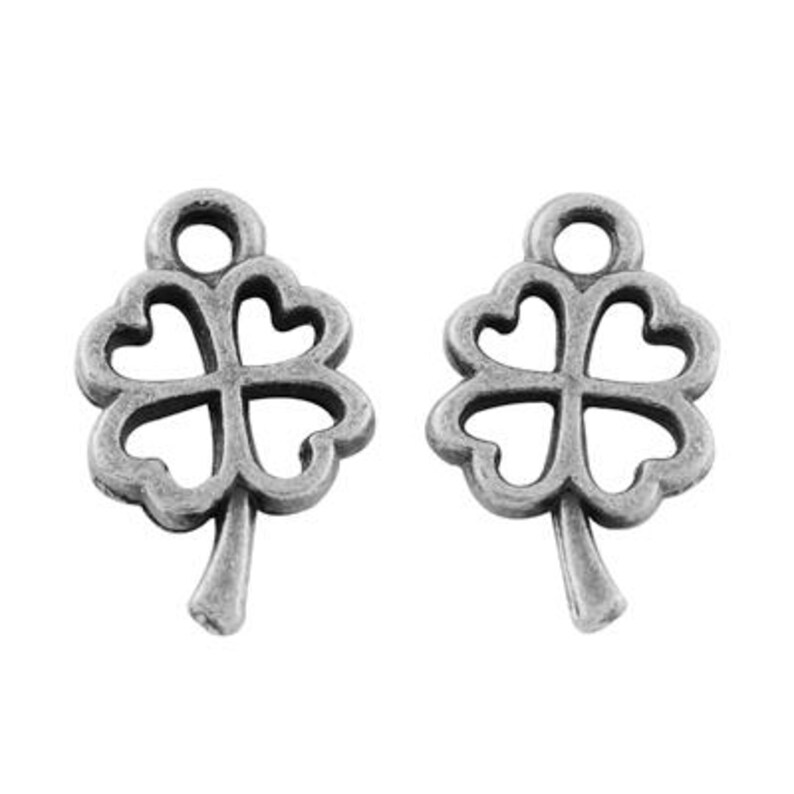 Shamrock-berlocker Klöverberlocker Fyrklöverberlocker i förgyllt silver Klöverberlocker Klöverhängen Hjärtklöverberlock Lycka-berlocker 10 st bild 2