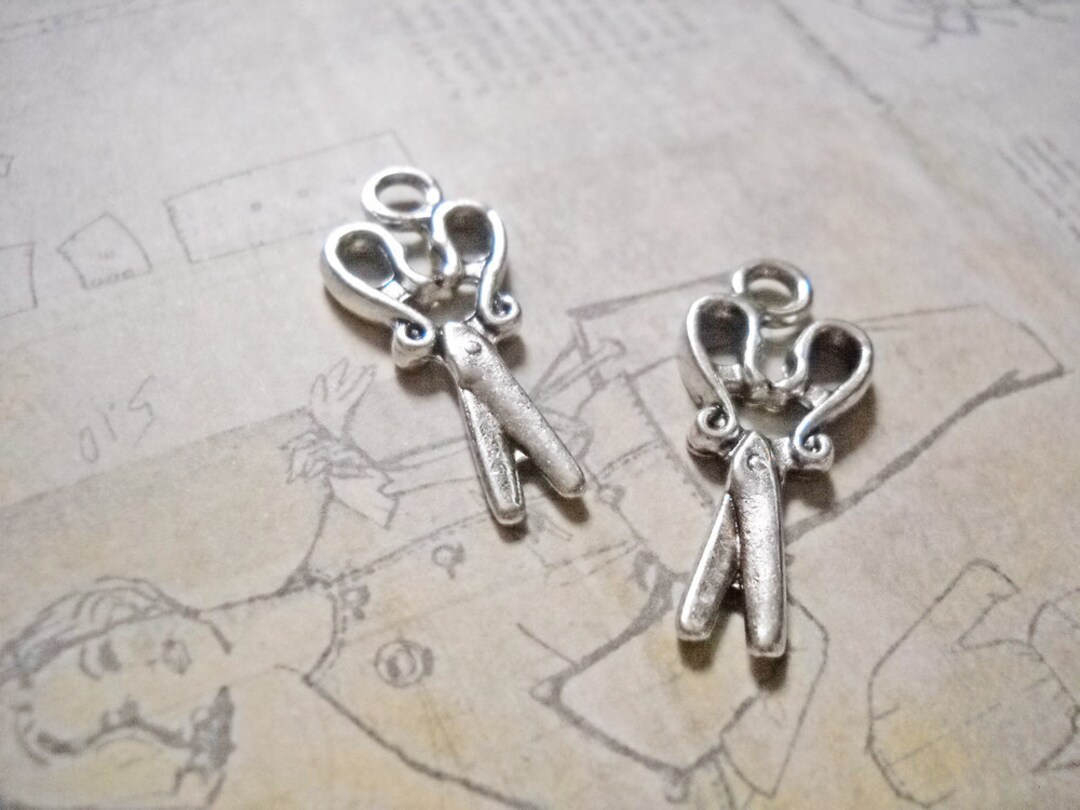 Scissor Charms Silver Scissor Charms Sewing Charms Seamstress Charms