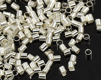 Crimp Beads Silver Crimp Beads Brass Silver Tube Crimp Beads Wholesale Beads Bulk Beads Jewelry Findings 50 pieces 2mm