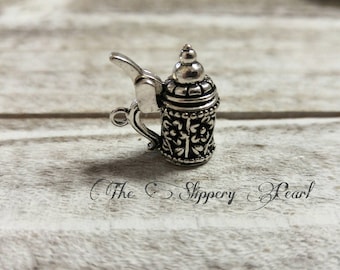Large Moveable 925 Sterling Silver Beer Stein Charm Pendant Mug Glass Cup Large Moveable 925 Sterling Silver Beer Stein Charm Pendant Mug Glass Cup