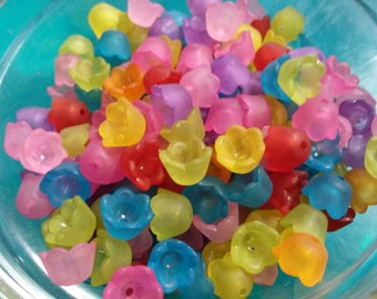 Flower Beads Acrylic Flower Beads BULK Beads Assorted Beads Tulip Beads Wholesale Beads 10mm Beads Plastic Beads Acrylic Beads 50pcs PRE