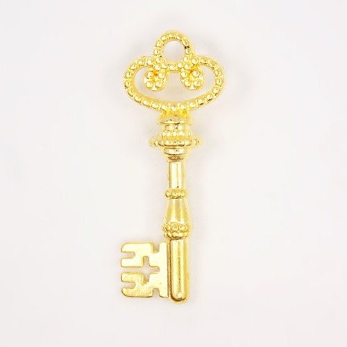 Triangle Gold Key Gold Key Charms Shiny Gold Keys Gold Skeleton Keys Gold Key Pendants ...