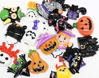 Halloween Cabochons Flatback Resin Holiday Cabochons Grab Bag Cabochons Resin Slime Charms Assorted Lot Bulk 100pcs