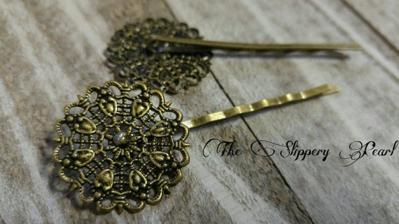 Bobby Pin Blanks Pin Settings Bronze Bobby Pins Hair Pins Hair Etsy