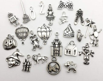 Wizard of Oz Charms Themed Charms Set Antiqued Silver Movie Charms Mixed Lot Assorted 10pcs