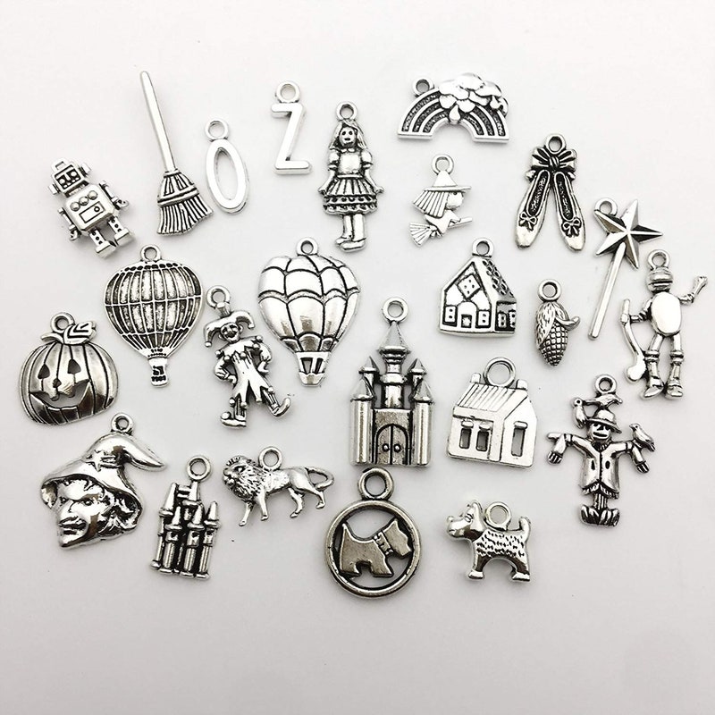 thumbnail image 2 of 2 Wizard Of Oz Charms - Dorothy & Toto - Antiqued Silver Pendants For Jewelry Making 2 of 6
