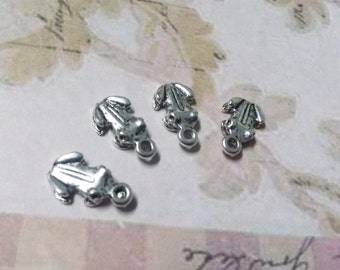 Frog Charms Antiqued Silver Tiny Frog Charms Amphibian Charms Silver Frogs 20 pieces