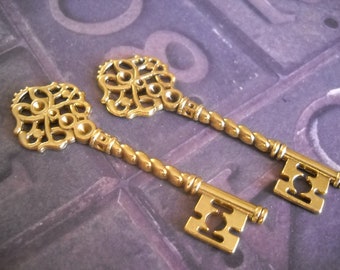 Bulk Skeleton Keys Antiqued Gold Keys Skeleton Keys Bulk Wedding Keys 68mm 2.67" Big Keys 25 pieces Wholesale Skeleton Keys Steampunk Keys