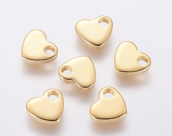 Metal Stamping Blanks Gold Heart Blanks Hand Stamping Blanks Engraving Blanks Stainless Steel Blanks Heart Charms 7mm Blank Charms 5 pcs
