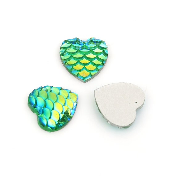 6 Mermaid Scale Cabochons 12mm Flatbacks Domed Dragon Scale Fairy Tale Clear