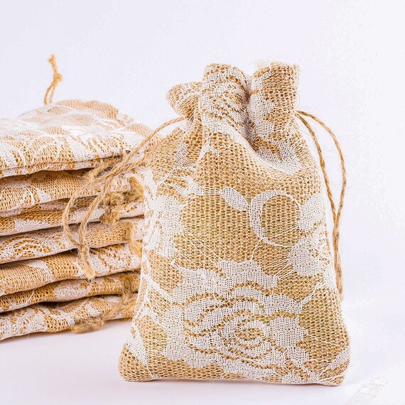 Burlap Gift Bags Burlap Bags Drawstring Bags Floral Burlap Bags Favor Bags Rose Gift Bags 5.3 BULK 20pcs Etsy Canada