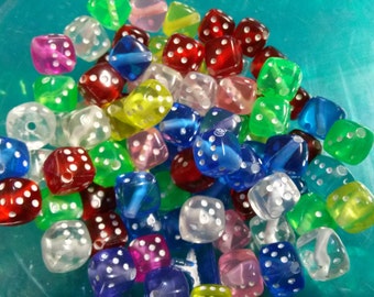 Dice Beads Acrylic Beads Acrylic Dice Beads Assorted Beads BULK Beads Wholesale Beads 50 pieces