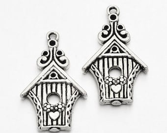 Miniature Sterling Silver Birdhouse Charm Bird House Tiny Solid .925