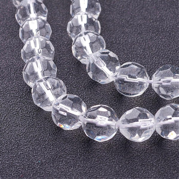 Clear Glass Beads 10mm Beads Faceted Beads Clear Abacus Beads Rondelle Beads Glass Abacus Beads Clear Faceted Beads 20pcs