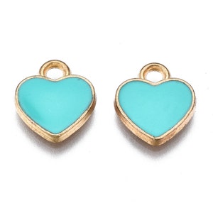 Herz Anhänger Emaille Anhänger Gold Herz Anhänger kleine Herz Anhänger Blaue Herz Anhänger Blaue Emaille Anhänger Gold Anhänger 4Stk