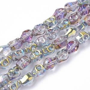 Skull Beads Rainbow Skull Beads Rainbow Beads Wholesale Beads 10mm Beads 10mm Skull Beads Gothic Beads Glass Skull Beads Bulk Beads 10pc PRE