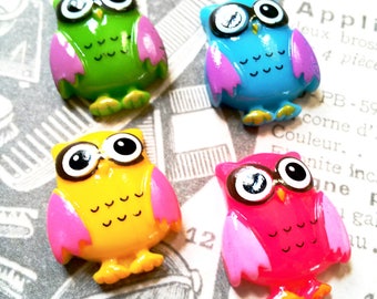 Eule Cabochons Flache Rückseiten Assorted Cabochons Eule Verzierungen Acryl Cabochons Waldtier 4 Stück