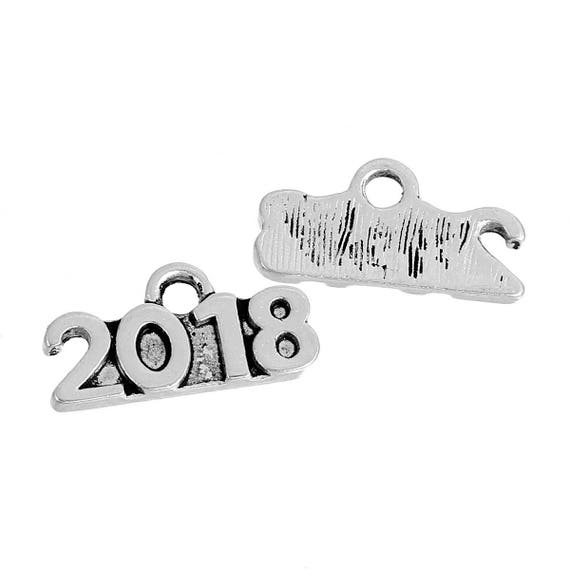 2018 Charms Silver Charms Silver Year Charm Number Charms Silver Number  Charms Silver 2018 Charms 2018 Pendants 10 pieces