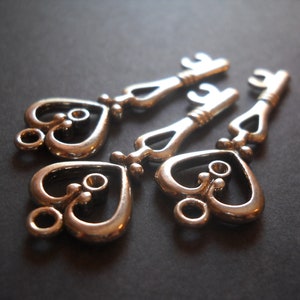 Heart Key Pendants Antiqued Silver Skeleton Keys 42mm Wholesale Skeleton Keys 50 pieces Bulk Skeleton Keys image 2