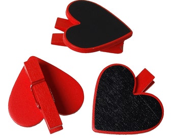 Clip Tags Clothespin Tags Chalkboard Clips Heart Tags Clothespins Red Chalkboard Tags 50 pieces PREORDER