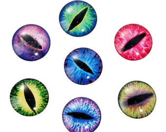 Eye Cabochons Round Glass Cabochons 25mm Flat Back Cabochons Dragon Eye Flatbacks Assorted 6pcs