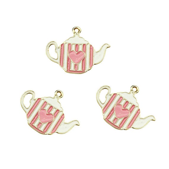 Tea Charms Tea Time Charms Enamel Teapot Charm Teacup Charms Etsy