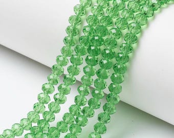 Glass Beads Rondelle Beads Faceted Beads Faceted Glass Beads 3.5mm Abacus Beads Green Beads Opaque Beads 115pcs