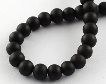 Black Beads Rubberized Glass Beads 6mm Round Glass Beads Wholesale Beads Matte Black Beads 6mm Beads 133 pieces PREORDER