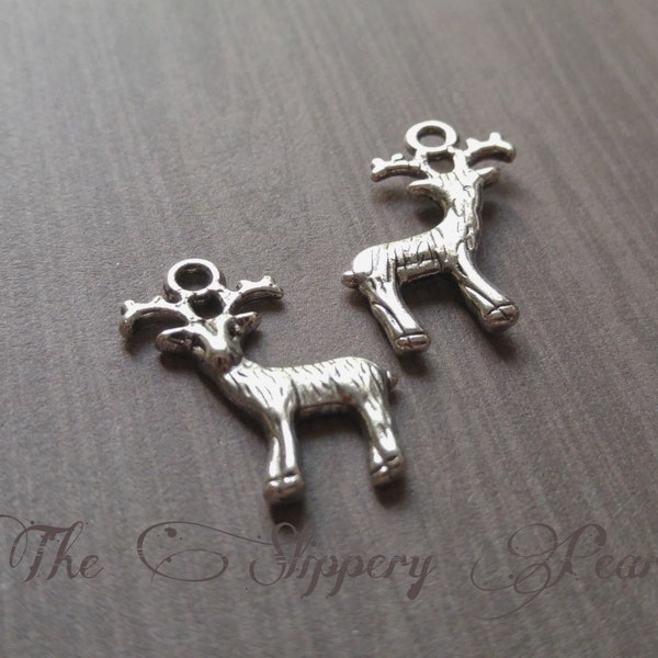 Deer Charms Deer Pendants Silver Deer Charms Buck Charms Hunting Charms Hunter Charms 10 pieces 3D Reindeer Charms Whitetail Charms