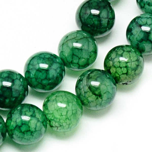 Dragon Vein Agate Beads Gemstone Beads Green Agate Beads Veined Agate Beads 8mm Beads 8mm Gemstones Round Beads Wholesale Beads 10pcs PRE