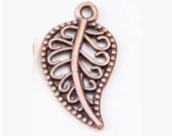 Copper Leaf Charms Antiqued Copper Nature Charms Highly Detailed Charms Copper Charms BULK Charms Copper Pendants 18mm 20pcs