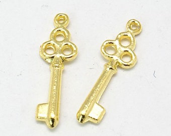 Skeleton Key Charms Shiny Gold Steampunk Keys BULK Skeleton Keys Wholesale Keys Miniature Key Pendants 50pcs