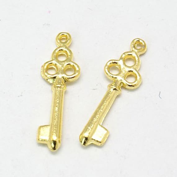 Skeleton Key Charms Shiny Gold Key Steampunk Keys Gold Key Charms Skel –  Pirate Beads