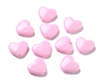 Large Heart Beads Pink Acrylic Heart Beads 15mm Beads Pink Heart Beads Valentine's Day Beads Mother's Day 20pcs