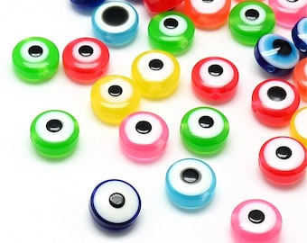 Perline anti-malocchio, perline in resina, set di perline miste, gioielli portafortuna, perline assortite, forniture per gioielli all'ingrosso, 8 mm, 24 pezzi