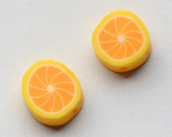 Lemon Beads Clay Beads Polymer Clay Beads Clay Lemon Beads 10mm Beads Yellow Beads Fruit Beads 10 pieces*