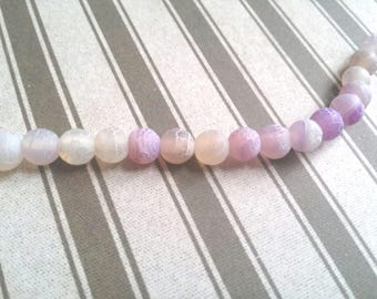 Agate Beads Gemstone Beads Dragon Vein Agate 8mm Beads Lavender Purple Crackle Beads Authentic Gemstones 10 pieces