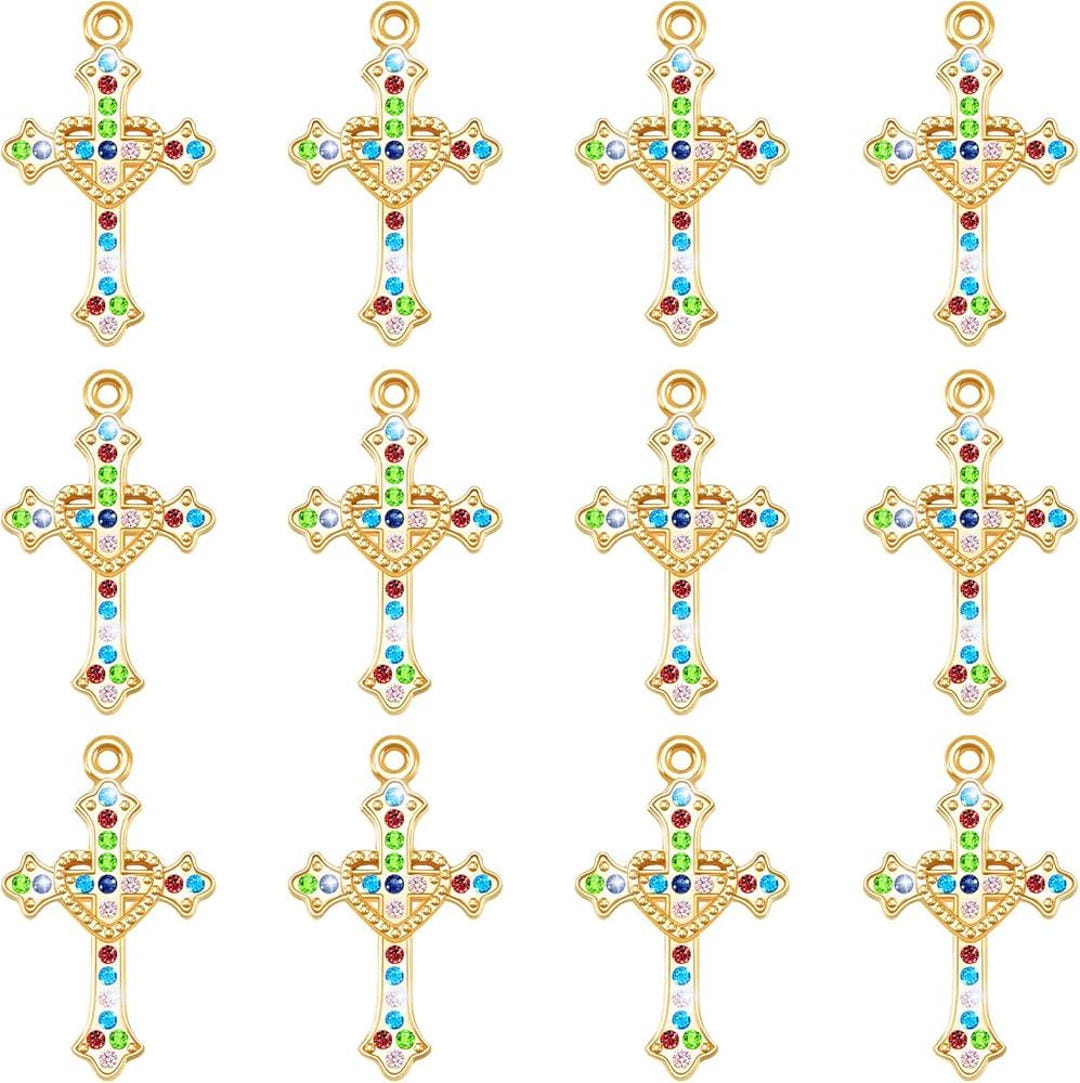 Rhinestone Cross Charms Gold Cross Pendants Crystal Cross Charms ...