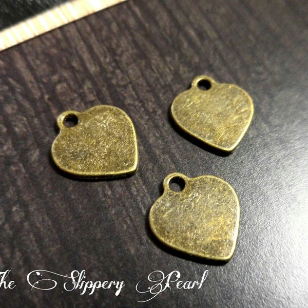 Metal Stamping Blanks Bronze Heart Blanks Hand Stamping Blanks Bronze Blanks Engraving Blanks Blanks Heart Charms Blank Charms 10 pieces