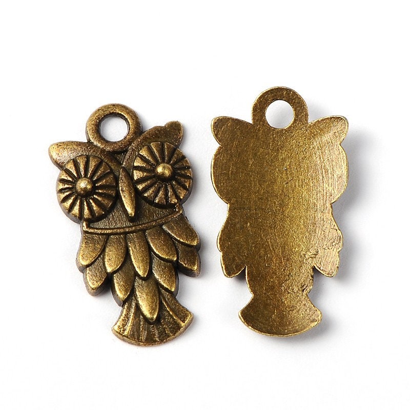 Owl Charms Owl Pendants Bronze Owl Charms Bird Charms Halloween Charms Halloween Owl Charms Antiqued