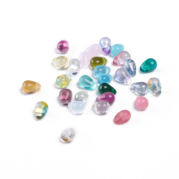 Czech Glass Beads Mermaid Tear Beads Teardrop Beads Mixed Glass Beads Bulk Beads Tear Drop Beads Glass Beads 7mm 10pcs