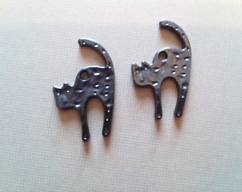 Cat Charms Black Cat Charms Cat Pendants Black Charms Gunmetal Charms Halloween Charms 10 pieces PREORDER