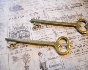 Skeleton Key Pendants Antiqued Bronze Keys Steampunk Keys Key Charms Skeleton Keys 2 inch Keys 5 pieces 53mm