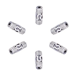 Metal Beads Barrel Beads Antiqued Silver Beads 9mm Beads Spacer Beads 9mm Metal Beads 10 pieces