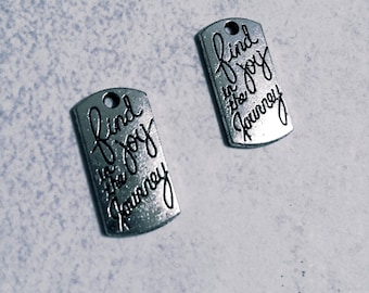 Quote Charms Antiqued Silver Word Pendants Inspirational Message Find Joy In the Journey 10pcs