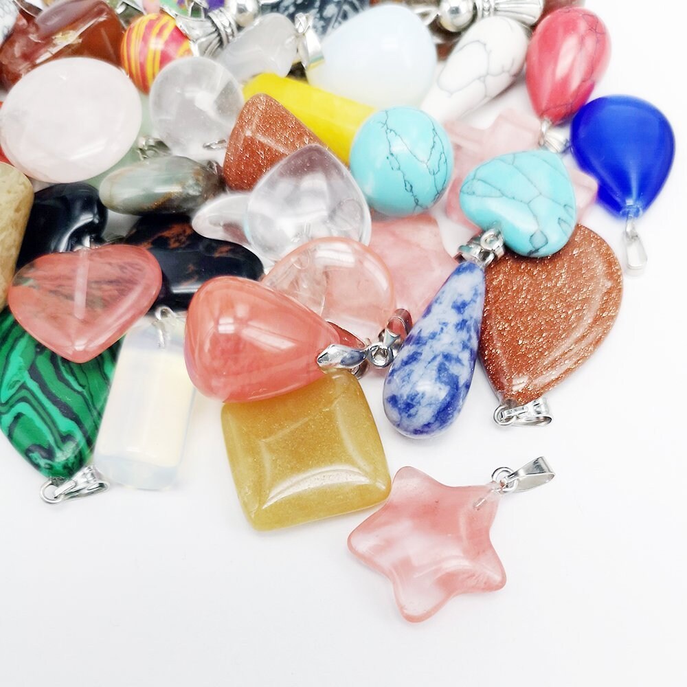 Gemstone Charms Set Gemstone Pendants Assorted Charms Lot Etsy Norway