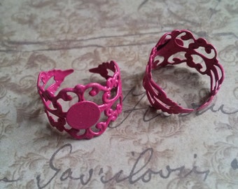 Ring Blanks Adjustable Rings Blank Ring Filigree Rings Vintage Style Pink 3 pieces Pink Rings Blank Rings Wholesale Rings