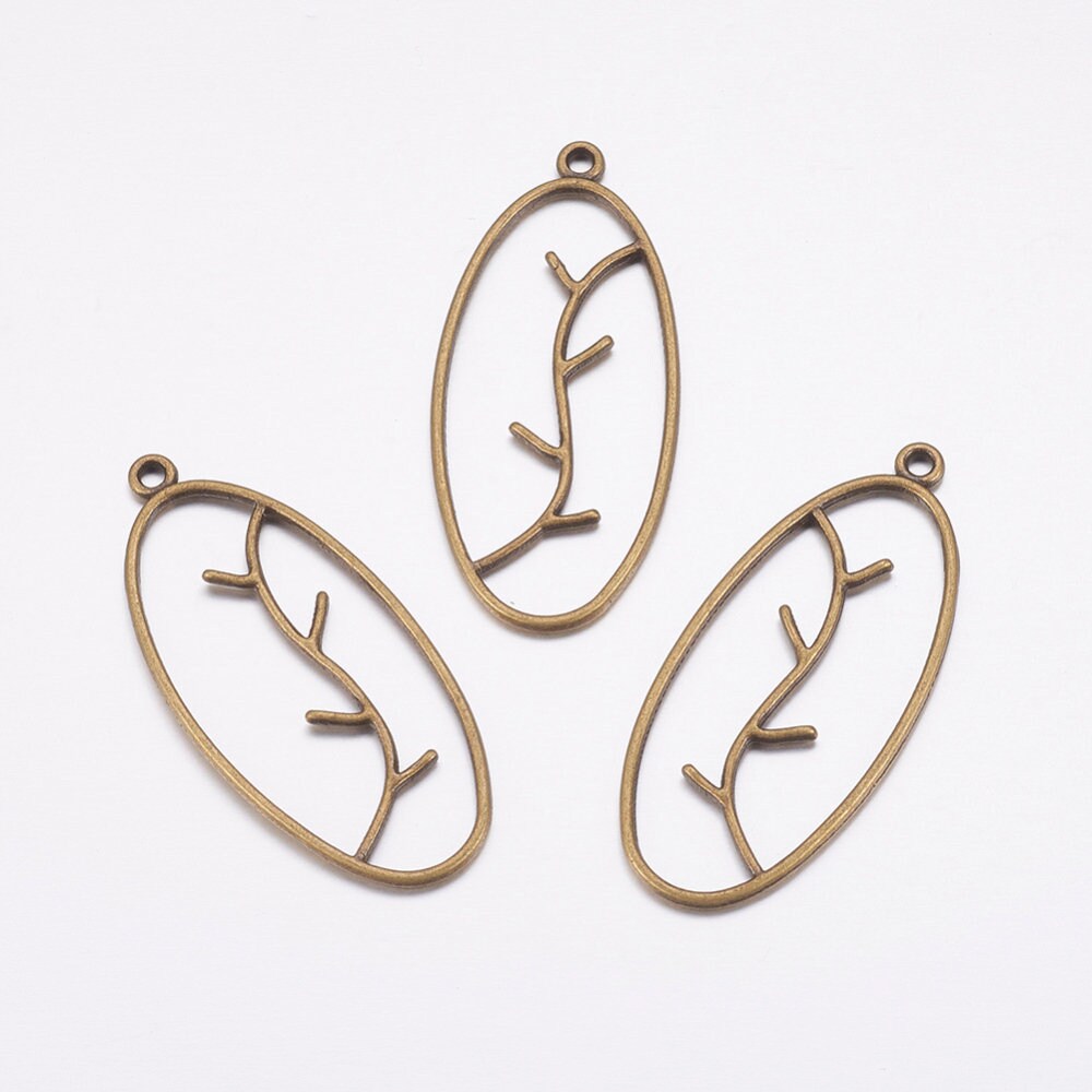 Oval Branch Pendants Antiqued Bronze Vine Charms Vine Pendants Etsy UK