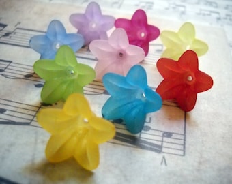 Flower Beads Frosted Flower Beads Acrylic Flower Beads Assorted Beads Mix BULK Beads Lily Beads 200pcs 14mm