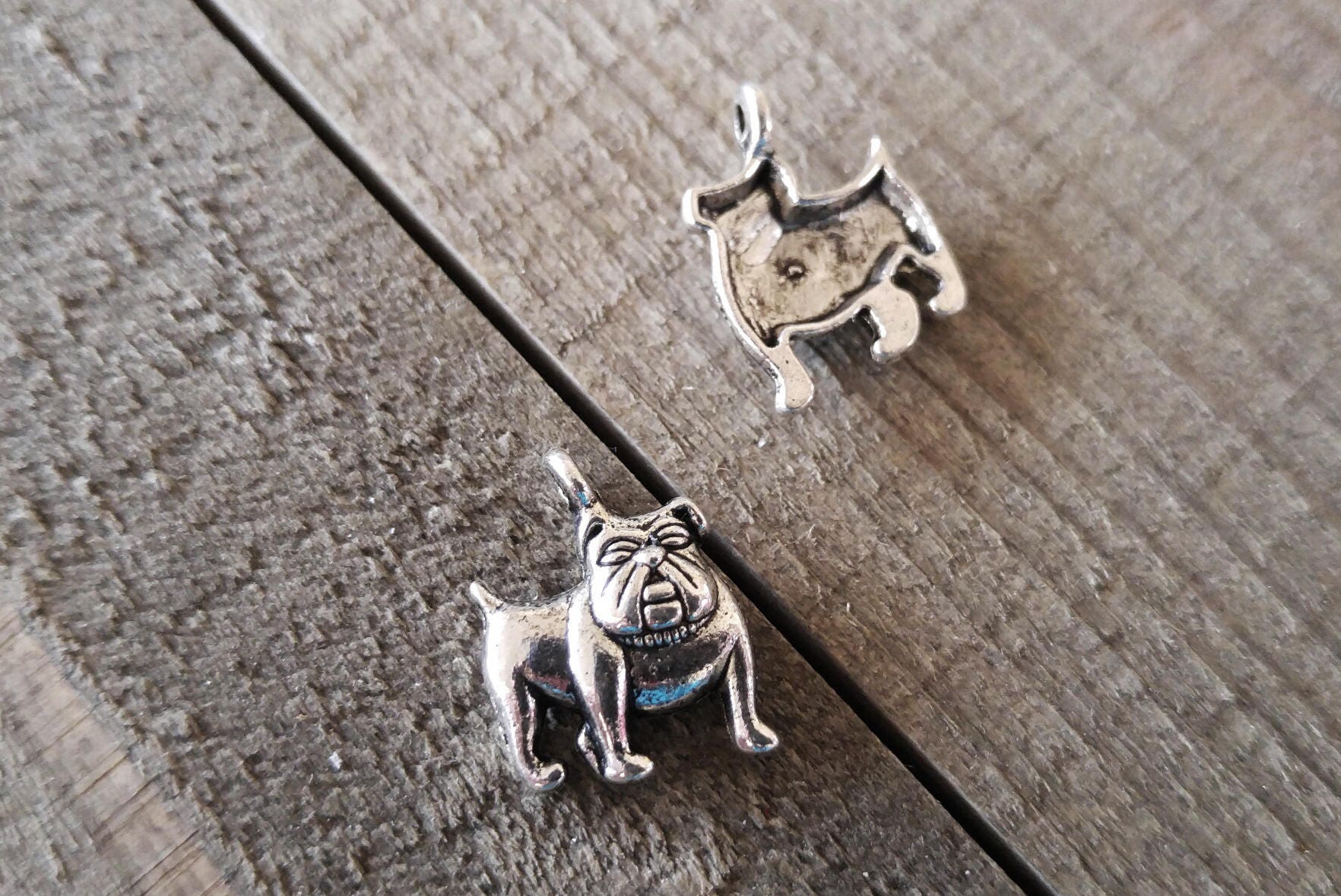 Sterling Silver Antiqued Bull Dog Charm Sterling Silver Antiqued Bull Dog Charm